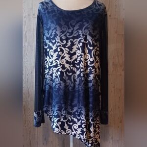 Cover Charge Elegant Paisley Patterned Long Sleeve Tunic Top Women's Size 1X